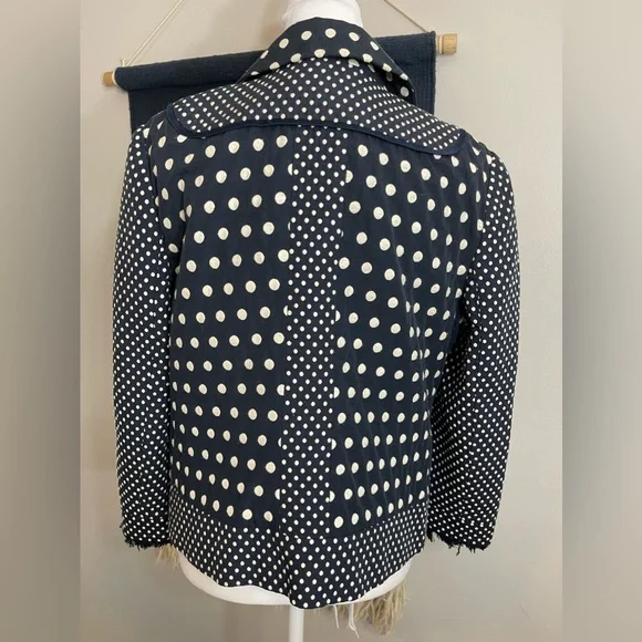 Tory Burch Polka Dots Tweed Textured Cotton Blend Light jacket/blazer sz 8 - Picture 2 of 11